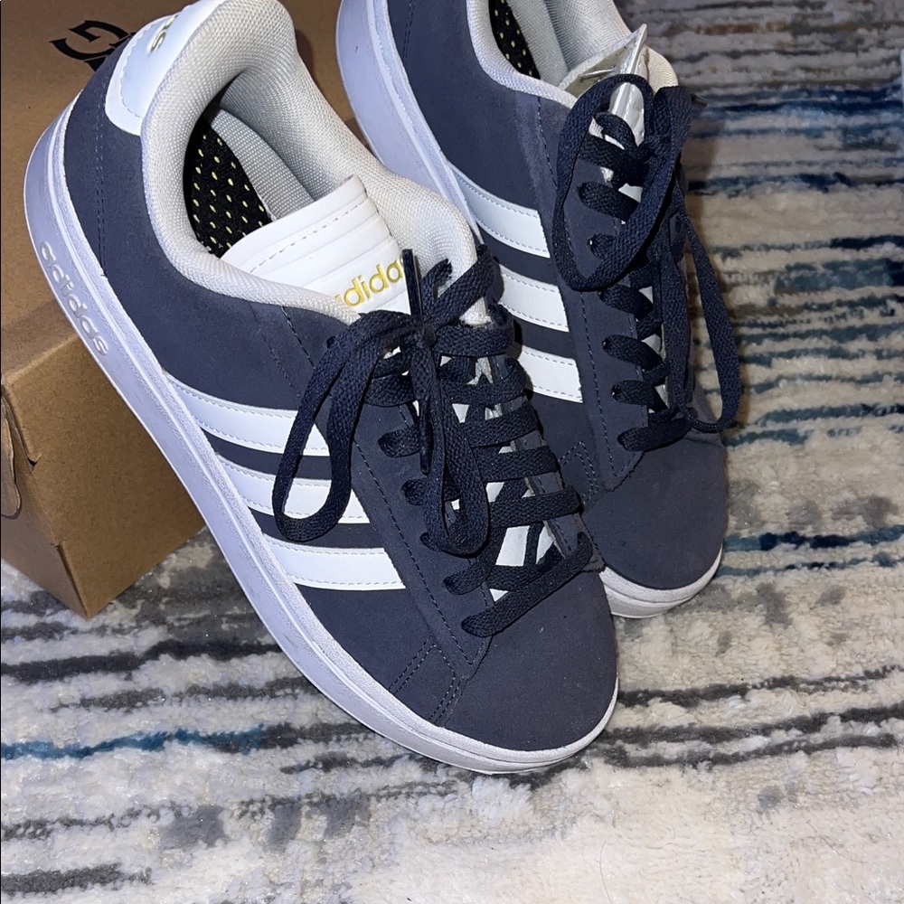 Adidas Dark Blue and White Casual Sneakers